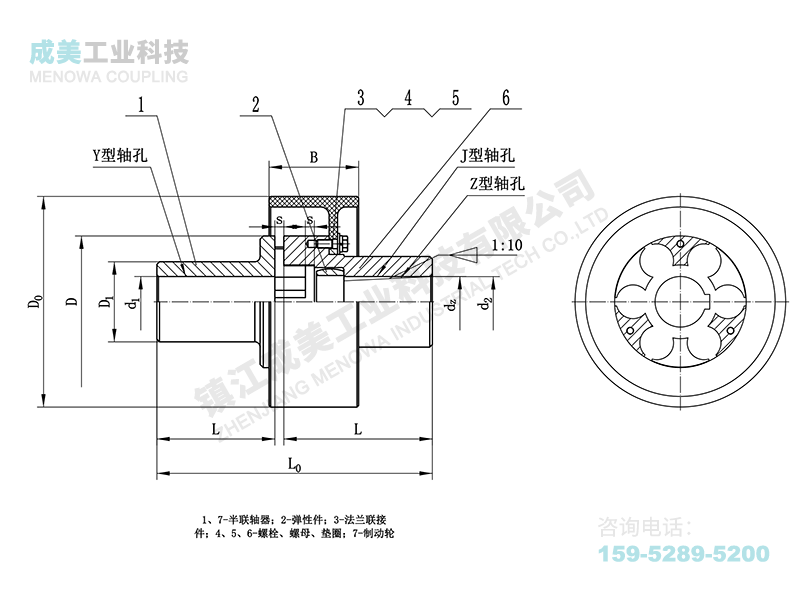 LMZ-Ⅰ型(分体式制动轮)梅花联轴器