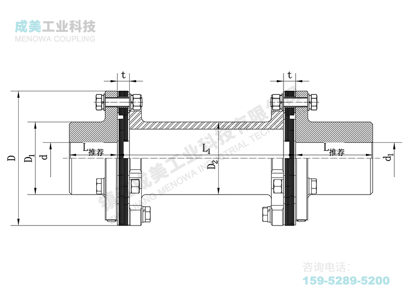 JMIIJ型(接中间轴型)双膜片联轴器